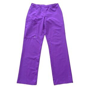 Kalea Scrub Pants Womens XS Purple Polyester Stretch Elastic Waist Straight Leg